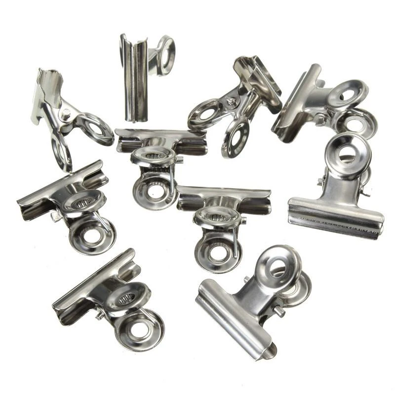 Paper Clips Binder Clips Metal Clamp Clips 10 Pcs Silver Tone Metal Office Paper Document Binder Clips 22mm
