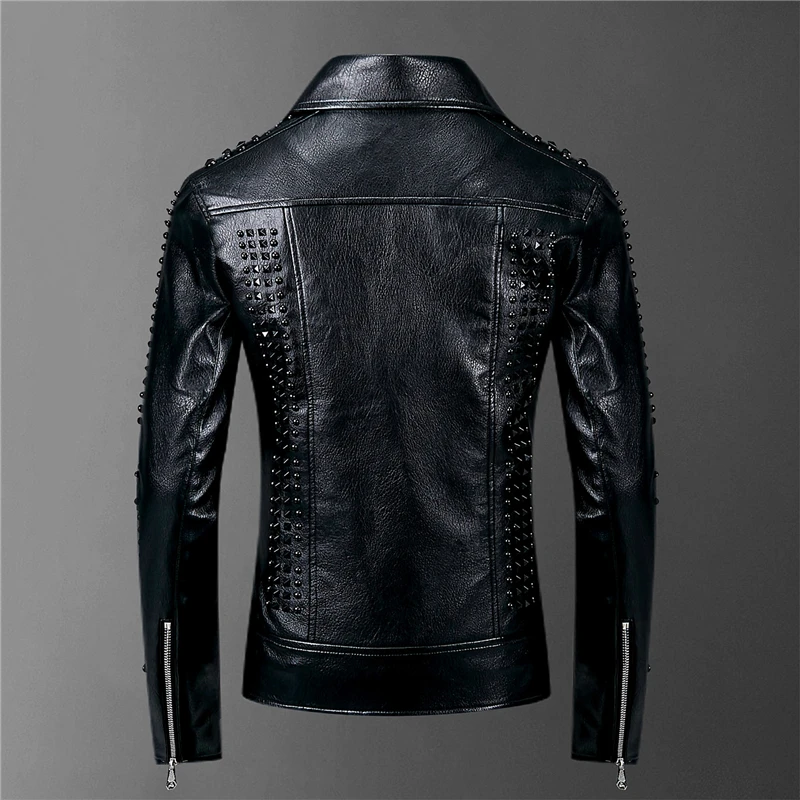 Высококачественная Европейская модная мужская Роскошная мотоциклетная куртка из искусственной кожи на молнии