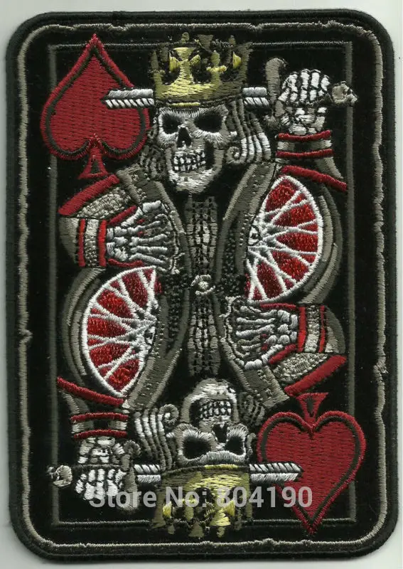 5" SUICIDE KING DEATH SKULL PLAYING CARD MOTORCYCLE JACKET VEST BIKER PATCH  HOT ROD PUNK rockabilly applique Embroidered iron on - AliExpress