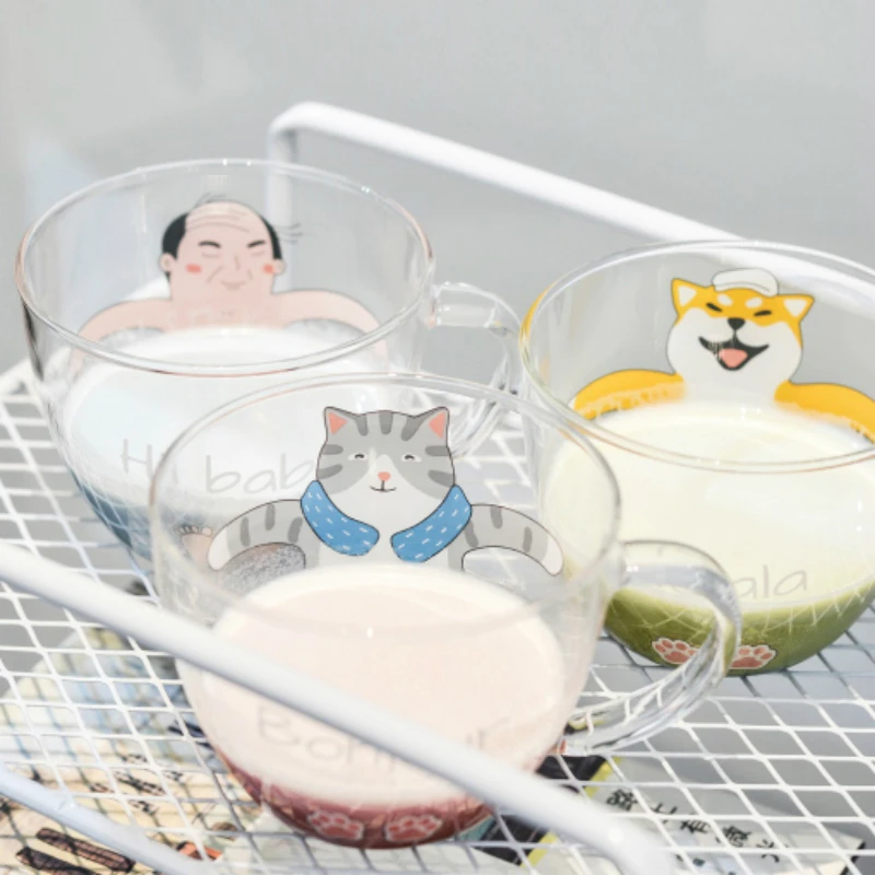 Мультфильм дядя кошка Стекло чашка прекрасный молоко сок, кофе чашки офисные завтрак днем Чай воды в виде кошачьей лапки кружки бытовой посуда для напитков