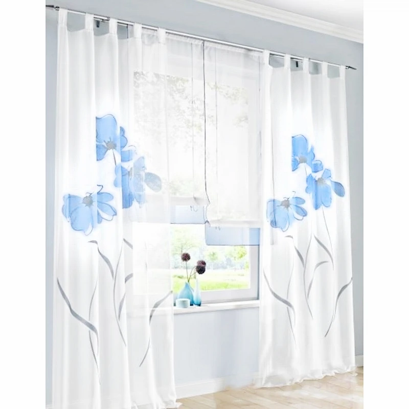 Оконные занавески с цветочным принтом для гостиной спальни кухни балконные