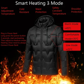 

BAESAN Waterproof Heated Jackets Windproof Warm Parkas Unisex Winter Hiking Jackets For Men Women Smart USB Battery Hooded Coat