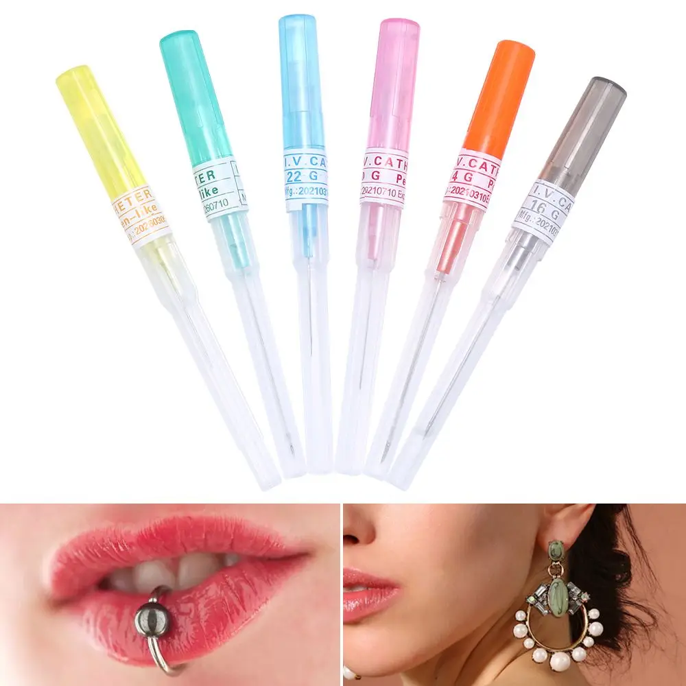 Body Piercing Jewelry 316 Stainless Steel Catheter Cannula Body Piercing Needles Fashion Jewelry Puncture Needle Ear Nose Navel Stud 14/16/18/24G