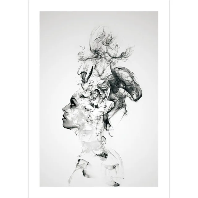 Abstract-Painting-Affiche-Noir-Et-Blanc-Tableaux-Muraux-Moderne-Boy-Girl-Smokey-Wall-Art-Canvas-Print (4)