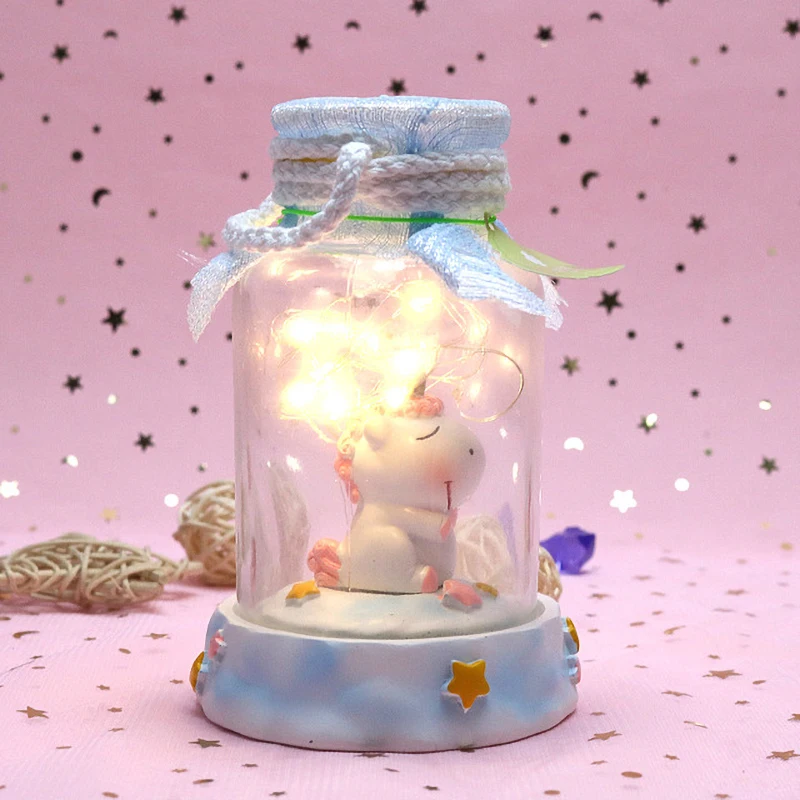 C--Pink Единорог, хрустальный шар, звезда, светодиодный светильник, детский прикроватный светильник, серия «сердце», Подарочный светильник для дома, спальни, светодиодный ночник, детские игрушки - Цвет: C--Pink