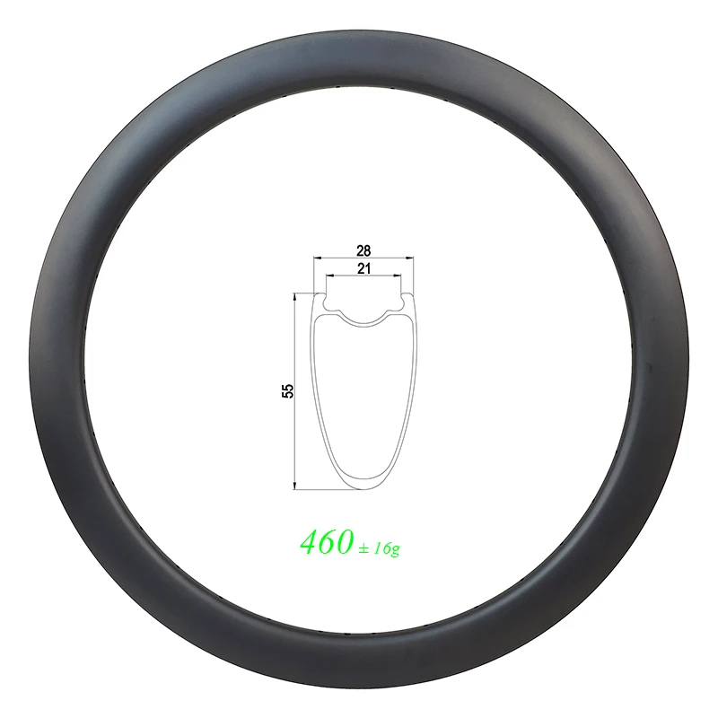 460g SL 700c 55 мм clincher бескамерная дорожная диск углеродный обод 28 ширина 21 внутренняя