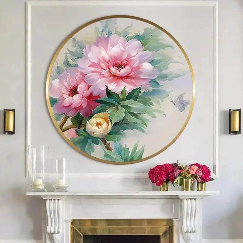 DIY Beautiful Pink Peony Flower Chinese Style Printed Cross Stitch Kits Embroidery Needlework Set Flowers DMC Cotton Thread 11CT