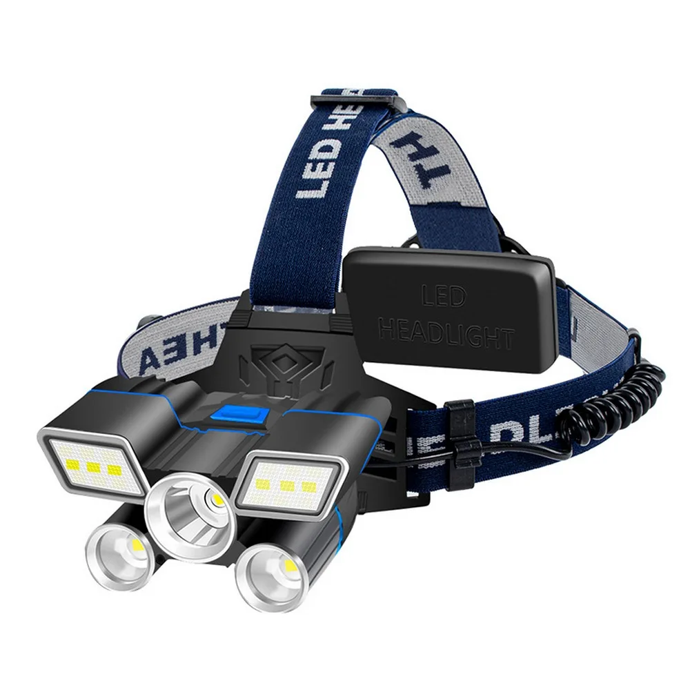

Super Bright LED Headlamp with 5*LED Bulbs 1600 Lumen Waterproof Outdoor LED Headlight USB Rechargeable L2 T6 Flashlight Torch