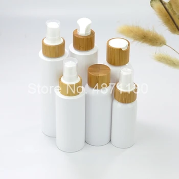 

2oz 5oz Recycled Plastic Cosmetic Toner Refillable Bottle Bamboo Cap,Empty DIY Lotion Bottle,Cosmetic Emulsion Packing Container