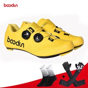 

Boodun New Road Cycling Shoes Carbon Fiber Self-Locking Ultralight Breathable Shoes Professional Bicycle Racing Athletic Sneaker