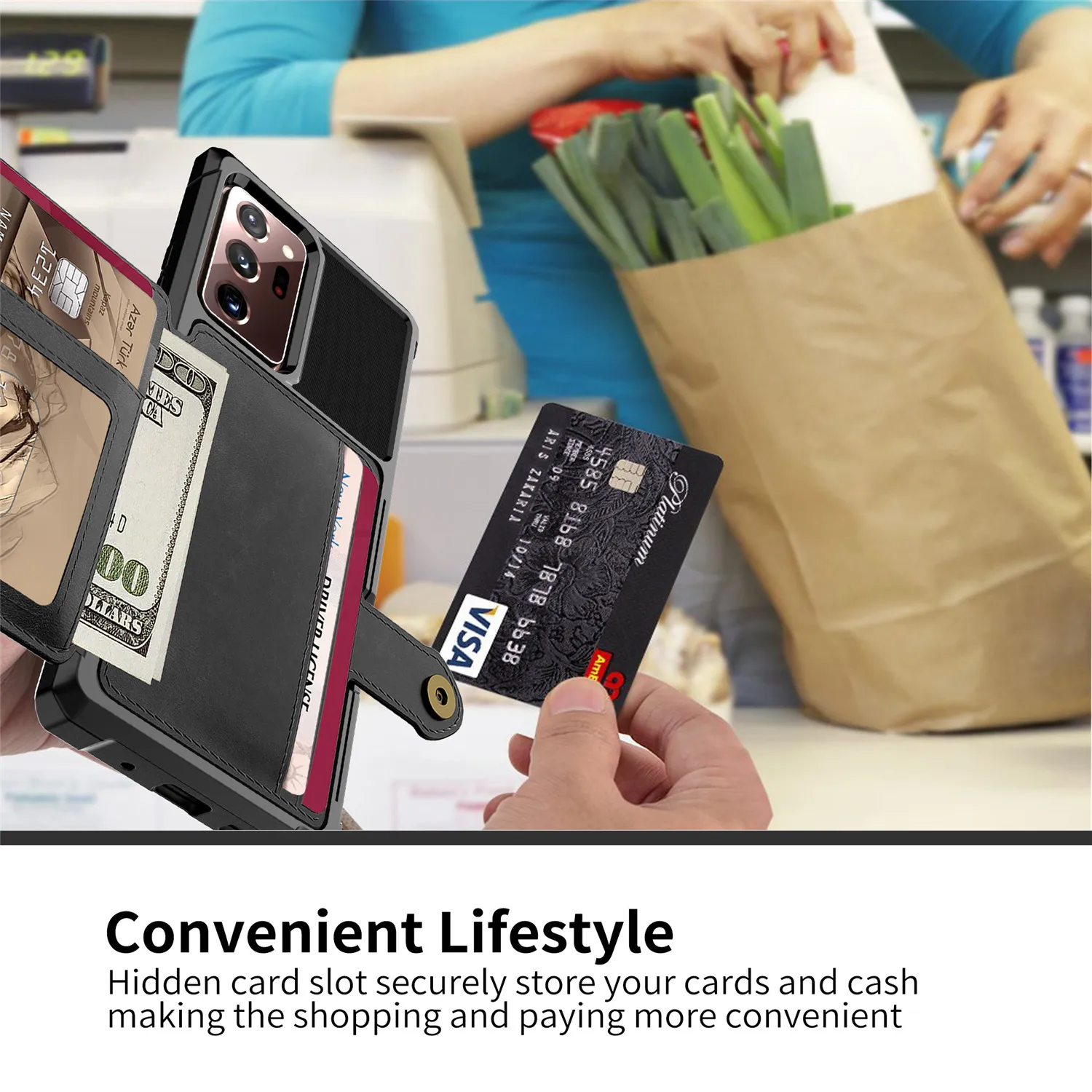 for Samsung Galaxy Note 20 Ultra/Note 20 5G Credit Card Case PU Leather Flip Wallet Cover with Photo Holder Hard Back Cover