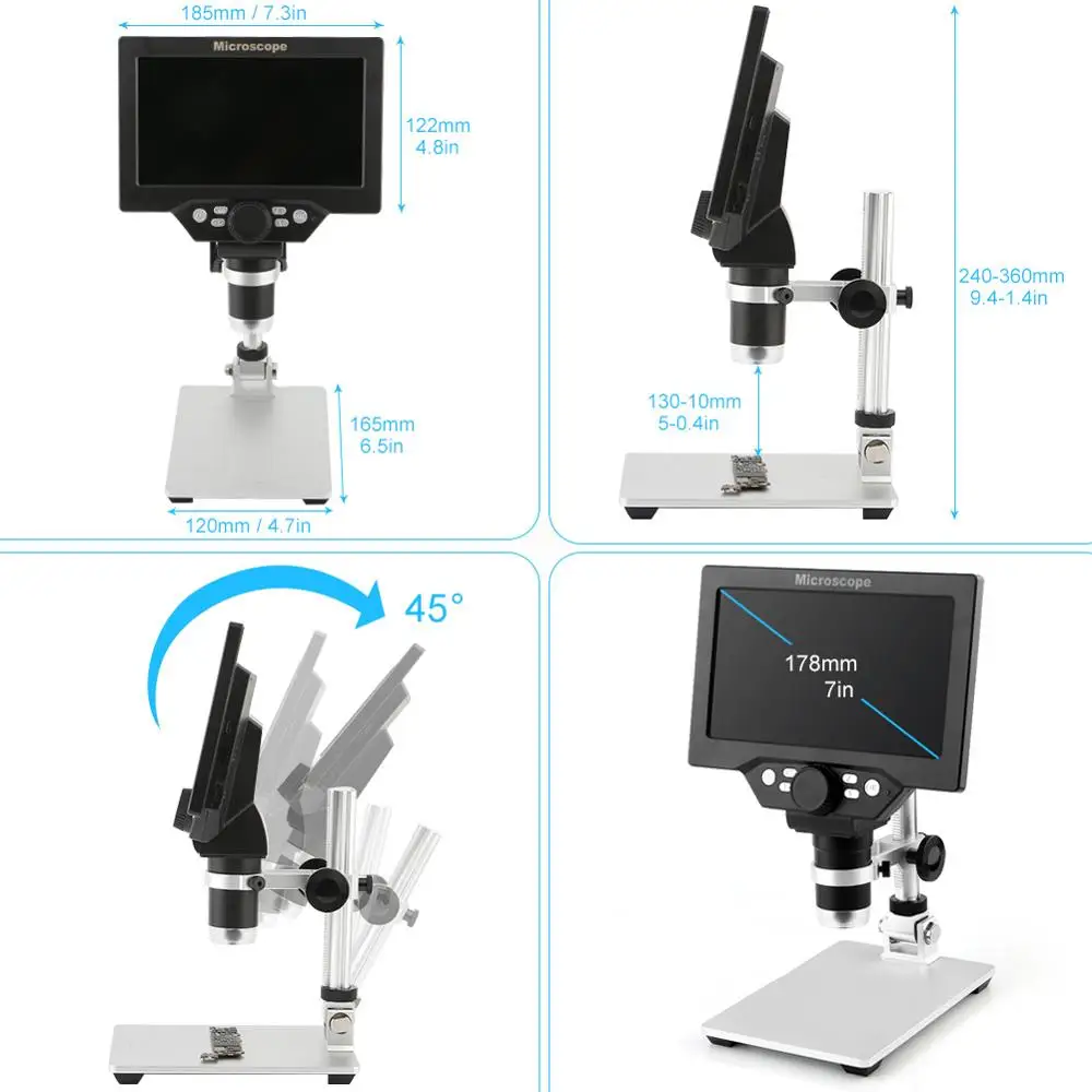 G1200 портативный цифровой микроскоп HD 12MP 1-1200X " Многофункциональный ЖК-экран дисплей непрерывное усиление Лупа