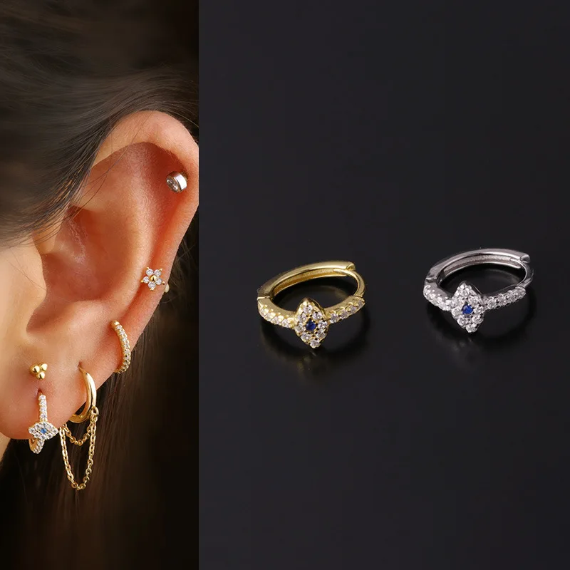 

1PC New Evil Eyes 925 Silver Ear Piercing Helix Tragus Hoop Earrings Cartilage Hoop Body Piercing Jewelry