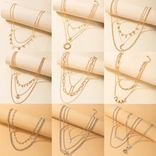 Tocona – collier Boho avec pendentif carte lune pour femmes, breloques multicouches, pompon papillon, chaîne géométrique, ras du cou, bijoux de fête