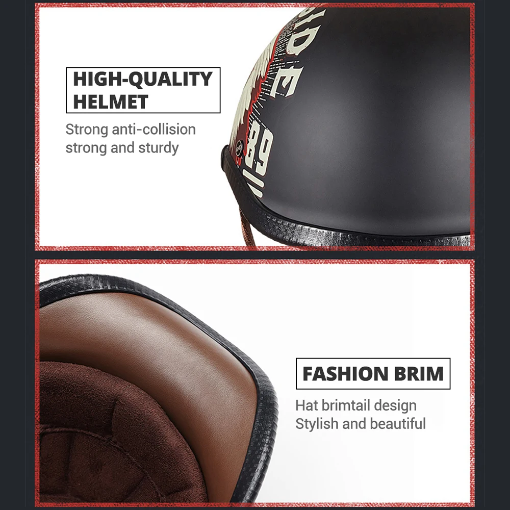 HEROBIKER Retro Vintage Motorcycle Helmet Summer Breathable Moto Helmet Open Face Scooter Biker Motorbike Racing Riding Helmet