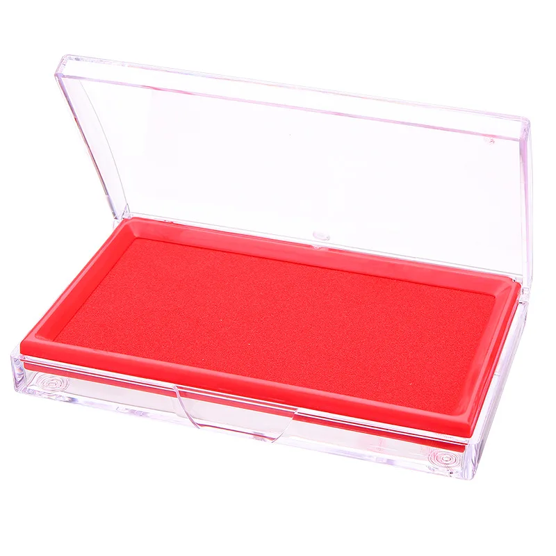 Deli Stamp Pad Inkpad Transparent Box Red Financial Universal Stamp Pad Deli 9864 Large Size Office Supplies