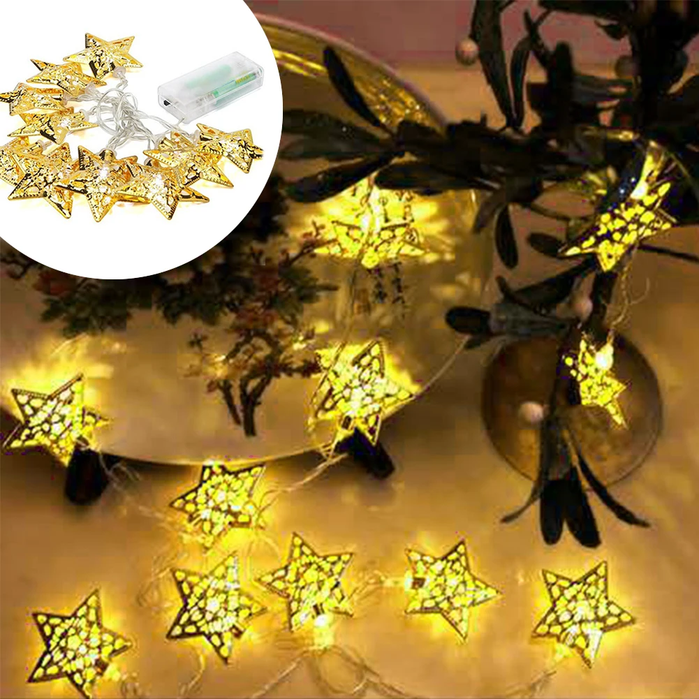 2m 20 LEDs Five-pointed Star Light String Twinkle Battery Powered Christmas Lamp Holiday Party Wedding Decorative Fairy Lights