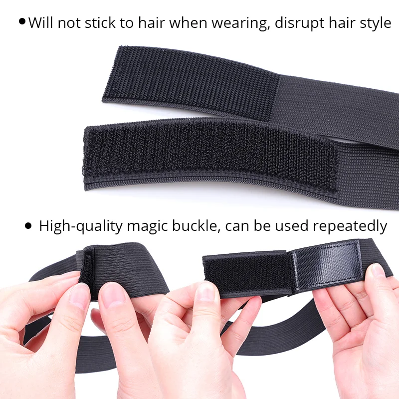 Customized Your Own Logo Or Name Adjustable Edge Elastic Band For Wigs  Frontal Wrap Headband Black 2.5 3 3.5Cm Hair Accossories