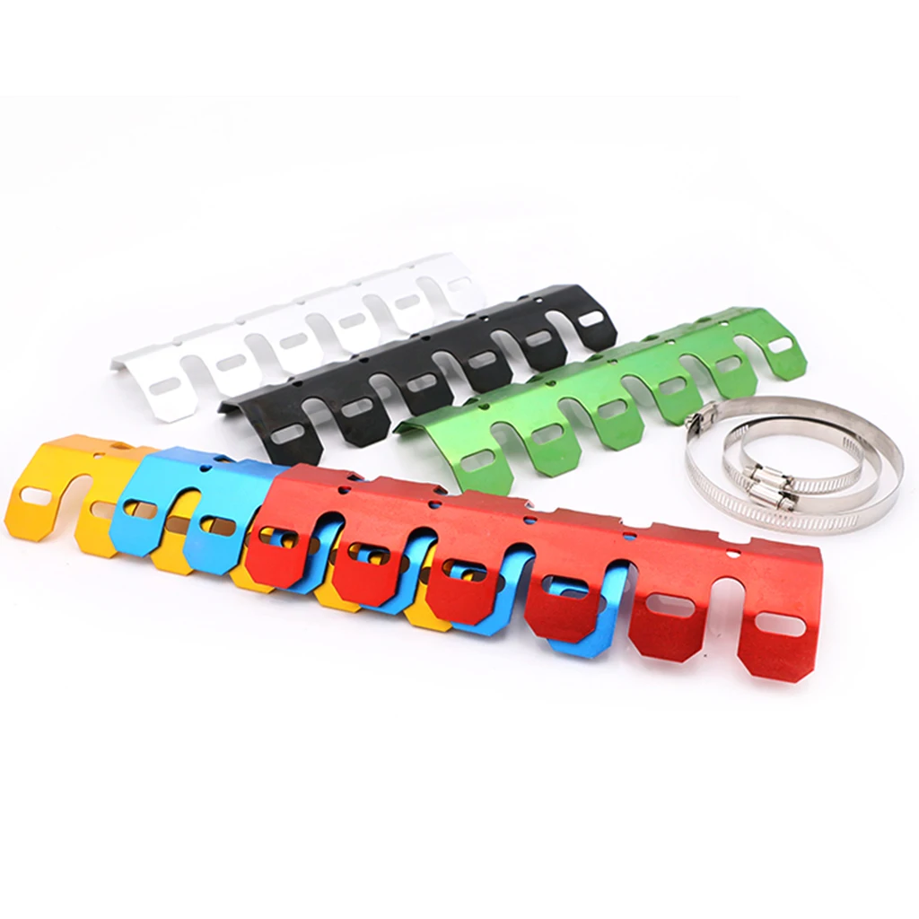 Universal 25CM Motorcycle Exhaust Muffler, Anti Hot Aluminum Heat Shield Cover Pipe Leg Protector Great for Yamaha 25.2 x 8.7cm 