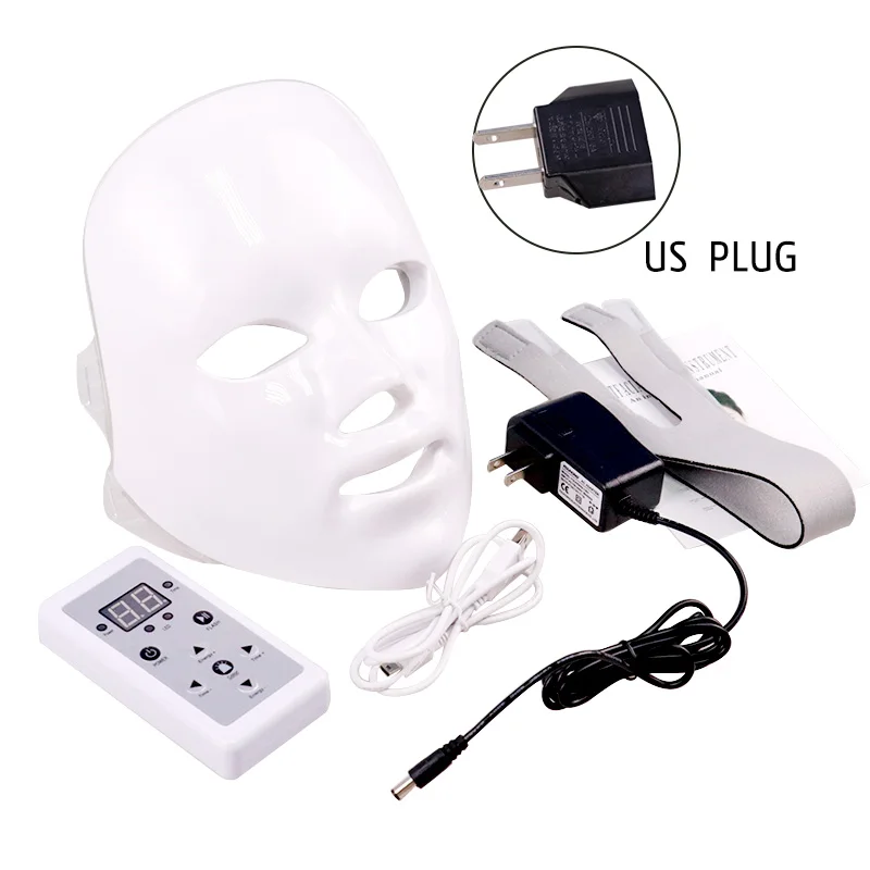 US Plug 7 Colours LED Facial Mask Mascara Facial Aesthetics Skin Care Rejuvenation Wrinkle Acne Removal Face Beauty Instrument - Цвет: US Plug