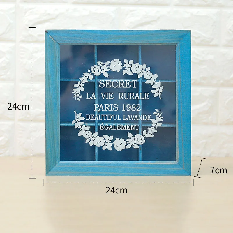 Goede 9 sectie Houten Chic Thee Doos Compartimenten Container Bag Borst Opslag Spice Nieuwe Winkel Dozen Cosmetica Jewelly 24X24X7 Cm