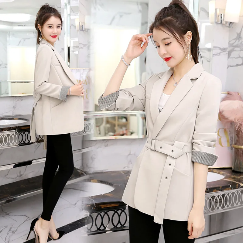 

Contrast Color Small Suit Women's Short 2019 New Style Spring And Autumn Korean-style Slim Fit Slimming Suit Casual Lace-up Coat