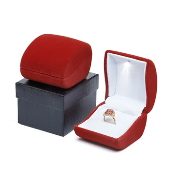 

Factory Price High Grade Velvet Ring Box LED Jewelry Display Storage