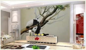 

3d wallpaper custom photo mural on the wall Beauty Panda Climbing Tree Oil Painting home decor wall paper for living room