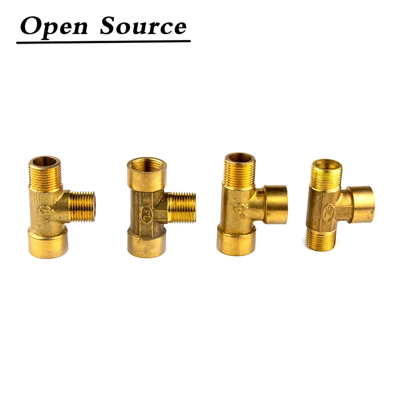 Hose Pipe Fitting Pipe Fitting Tee Adapter Water Faucet Adapter Water Pipe Fitting Brass Pipe Fitting Male Thread / Female Thread 1/8" 1/4" 3/8" 1/2" BSP Tee Type Copper Fittings Water Oil Gas Adapter