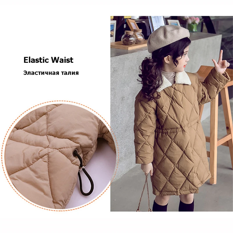 Korean Fashion Teenage Girl Warm Coat Winter Jacket For Girls Cotton-Padded Long Parka Coats Kid Outerwear Snowsuit Teen Clothes
