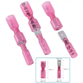 

50PCS AWG 22-18 Waterproof Insulated Red Heat Shrink Spade Female Terminals Seal Butt Cable Wire Connector Terminal Kit