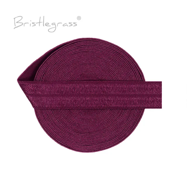 BRISTLEGRASS 2 5 10 Yard 5/8 15mm Solid FOE Shiny Fold Over Elastic Spandex Satin Band Hair Tie Headband Dress Sewing Lace Trim