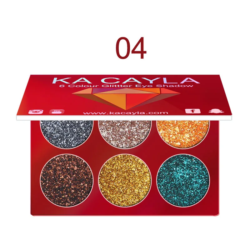 6 цветов блестящие алмазные тени для век Палитра долговечная легко носить мерцающий макияж тени для век Пигмент палитра Maquillage