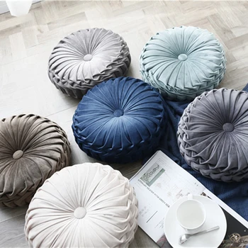 

Round Handmade Home Floor Seat Cushion Soft Velvet Foam Pumpkin Cushion Living Room Decor Sofa Chair Back Lumbar Pillow