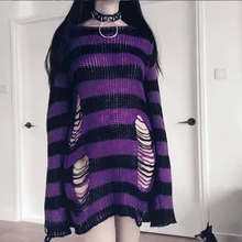 Rosetic Gothic Sweater Women Long Pullover Striped Loose Befree Winter Jackets Hole Sweaters Knitted Jumpers Sweter Mujer jersey Rosetic Gothic Sweater Women Long Pullover Striped Loose Befree Winter Jackets Hole Sweaters Knitted Jumpers Sweter Mujer jersey