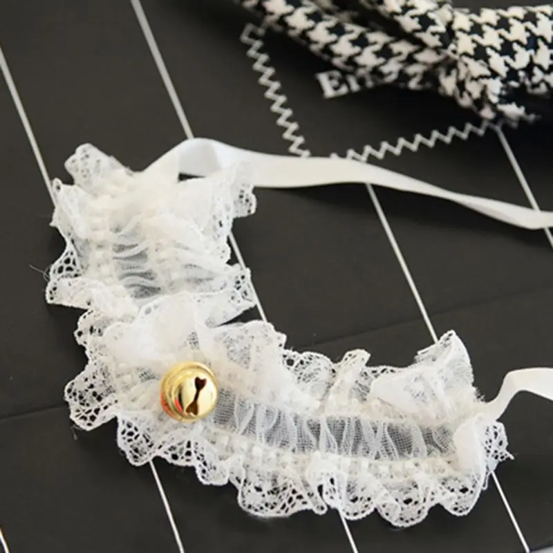 

Sexy Women Lace Neck Collar Ring With Cute Bell Couple Cosplay Necklace with Bell SM Restraint Bondage