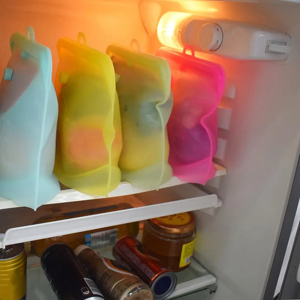 

Reusable Food Bag Sealed Silicone Storage Containers For Fruits Vegetables Snack No Pull Rods Fresh Food Packaging Ziplock Bag