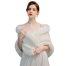 

Women's Wedding Faux Fur Wraps and Shawls Bridal Fur Stoles Scarf for Bride and Bridesmaids for Evening Party Wedding Fur Shrugs