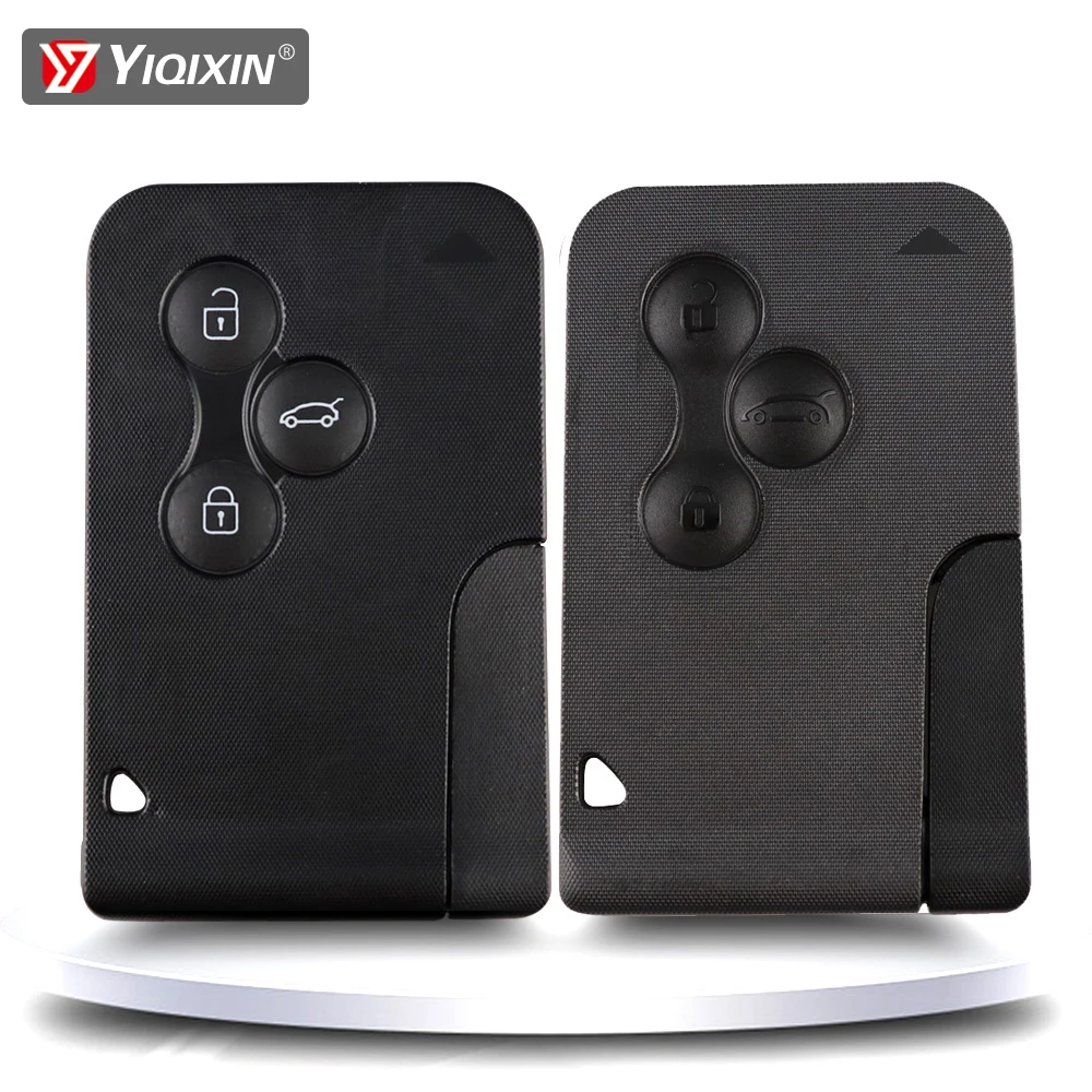 

YIQIXIN 3 Button Smart Card Case Black Remote Car Key Fob Shell For Renault Clio Logan Megane 2 3 Koleos Scenic With Small Key