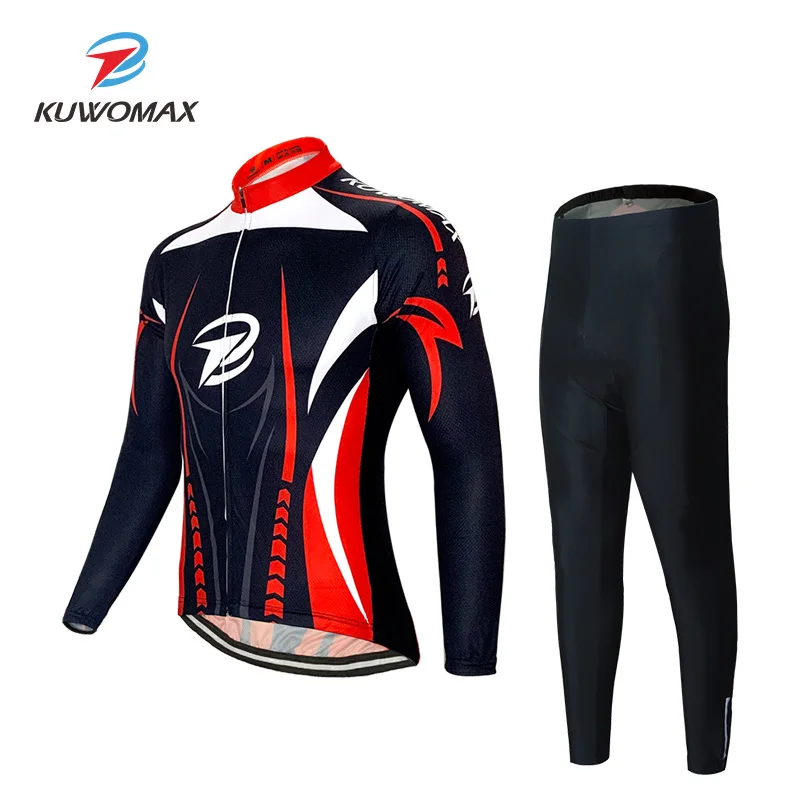 NEW Cycling Jerseys Set Cycling Clothing Long Sleeves Racing MTB Bicycle Suit Maillot Bike Clothing Ropa Ciclismo KUWOMAX