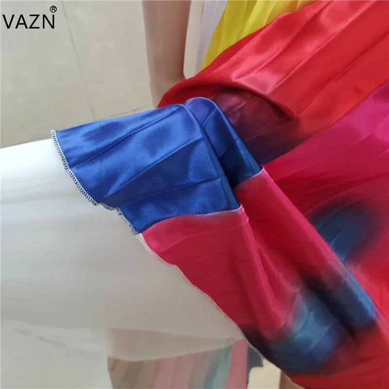 VAZN RRK225 горячая Распродажа неопрятный всплеск сексуальный комбинезон джокер модные однотонные Высокая талия жоржет женские гофрированные длинные юбки
