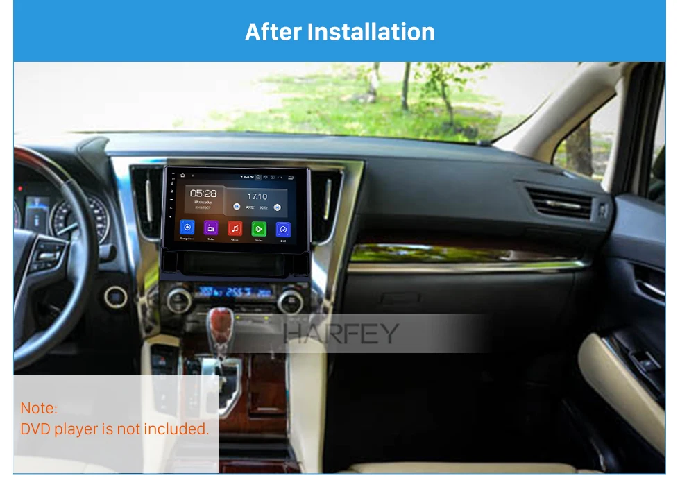 Harfey 10,1 дюймов монтажный комплект УФ черная рамка для TOYOTA ALPHARD аудио тире отделка панель комплект