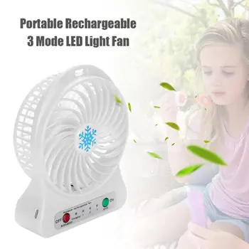 

Portable USB Rechargeable 3 Modes LED Light Fan Air Cooler Mini Desk Regulation Fan Summer Outdoor Indoor Supplies