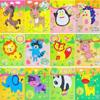 

Children Kids Toys Rich in Color Benefiting Eyes Development DIY Handmade Paper Rubbing Painting Animals Paper Stickers