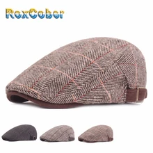 RoxCober осень зима теплая плоская кепка s Винтаж Newsboy Кепка Мода Гэтсби плюща колледж береты Гольф Драйв Западная шляпа бренда Gorra