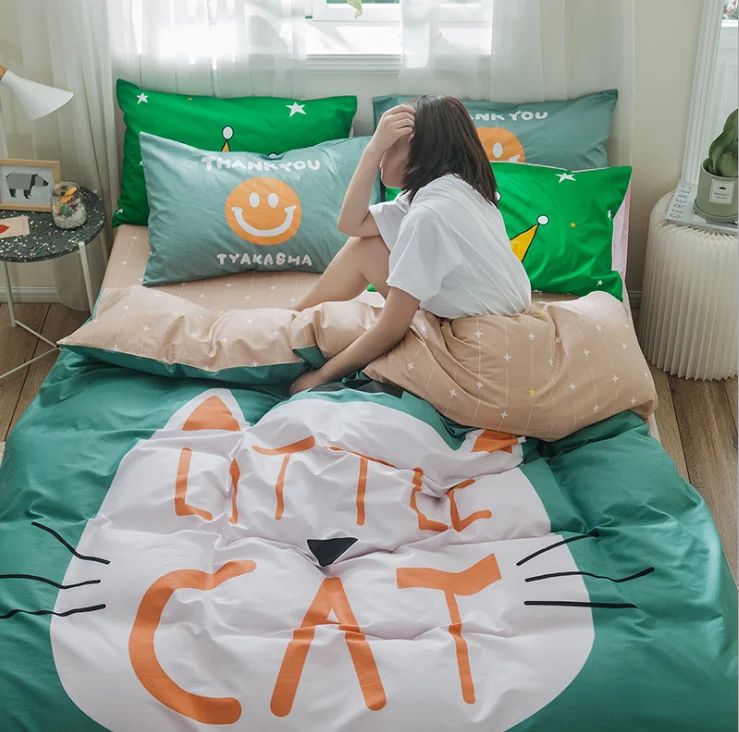 1 3Pcs Cotton Crib Bed Linen Kit Cartoon Baby Princess Bedding Set Includes Pillowcase Bed Sheet Duvet Cover Without Filler - Цвет: 1