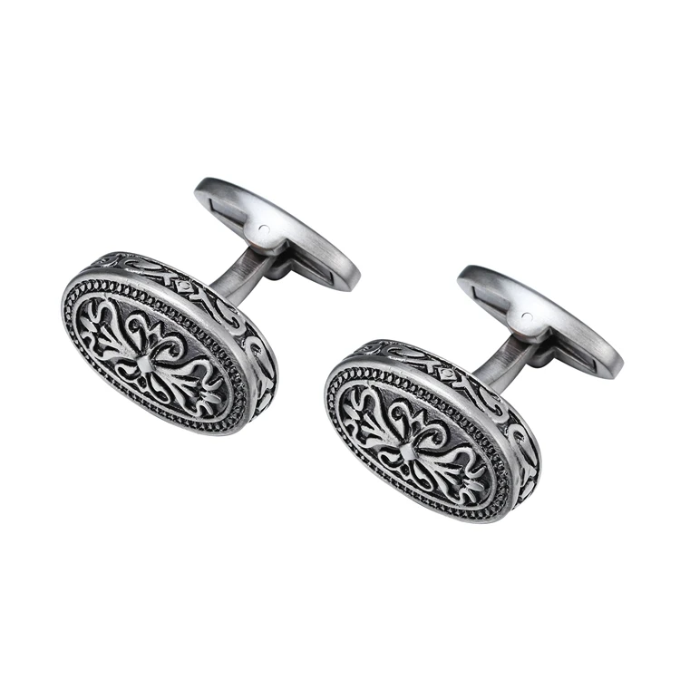 LEPTON Vintage-Manschettenknöpfe für Herren, antik versilbert, Barock-Manschettenknöpfe, Bräutigam, Hochzeit, Business, beste Geschenke, Manschettenknöpfe Gemelos – Detail 3