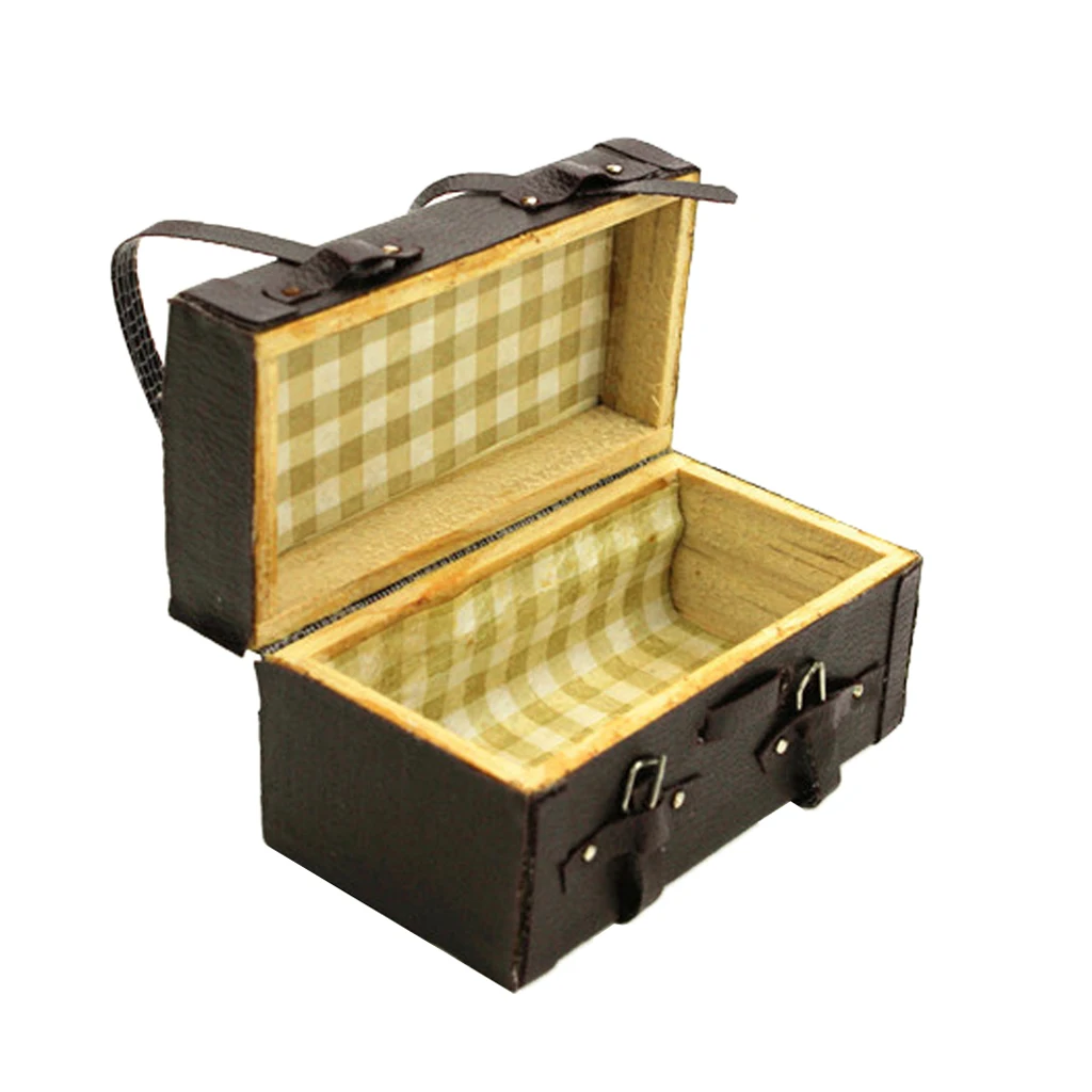 Antique 1/12 1/6 Scale Doll House Suitcase for BJD Room Living Scene Model