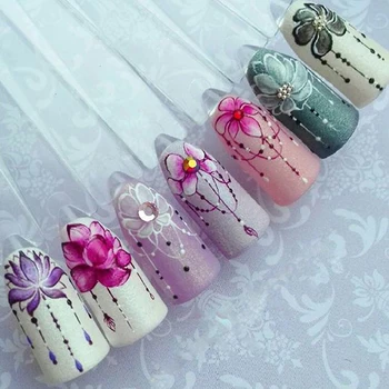 

1pcs Slider Nail Sticker Gradient Lotus Decals Purple Flower Vine Designs For Nail Art Watermark Tattoo Decorations TRSTZ633-608