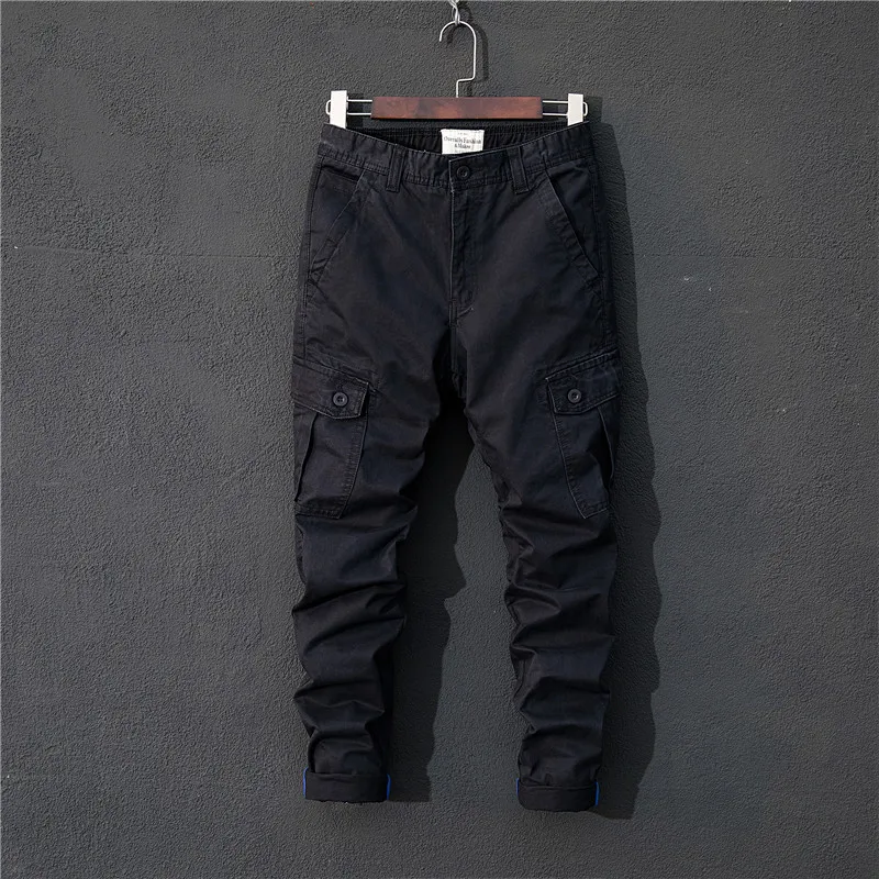 The New Men's Overalls Trousers Casual Cotton Multi-pocket Straight Tactical Cargo Pants Male Brand Black yellow Green